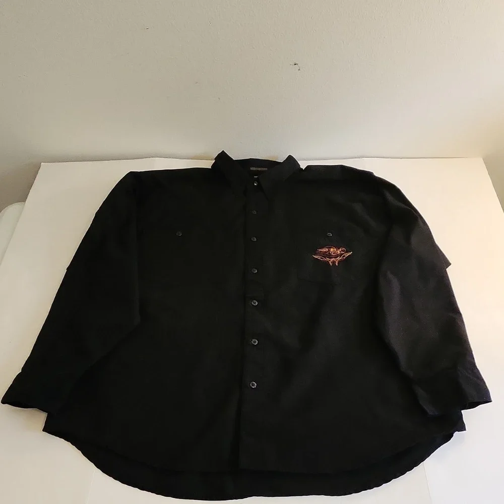 Harley Davidson Button Up Shirt Mens XXXL Black Short Sleeve‎ Casual Biker